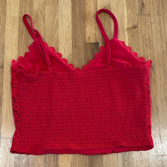 No Boundaries | Women. Red Lace Cropped Tank Top - Picture 8 of 13